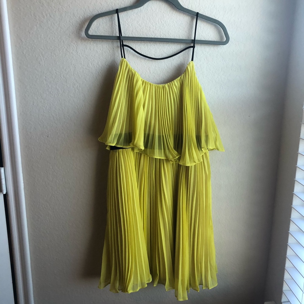 NWT ABS ALLEN SCHWARTZ YELLOW RUFFLE DRESS SZ 10